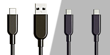 ２種類のUSBケーブルが付属