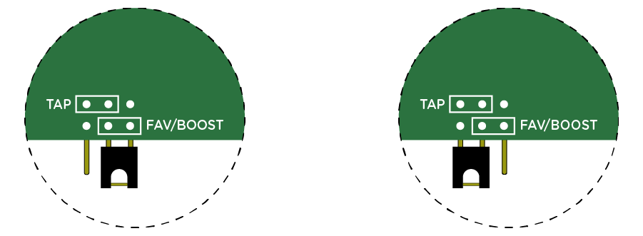 MiniSwitch 回路基板のジャンパースイッチの拡大図